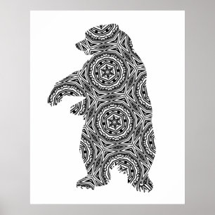 Einfache geometrische Farbgestaltung von Tierbären Poster