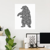 Einfache geometrische Farbgestaltung von Tierbären Poster (Heimbüro)