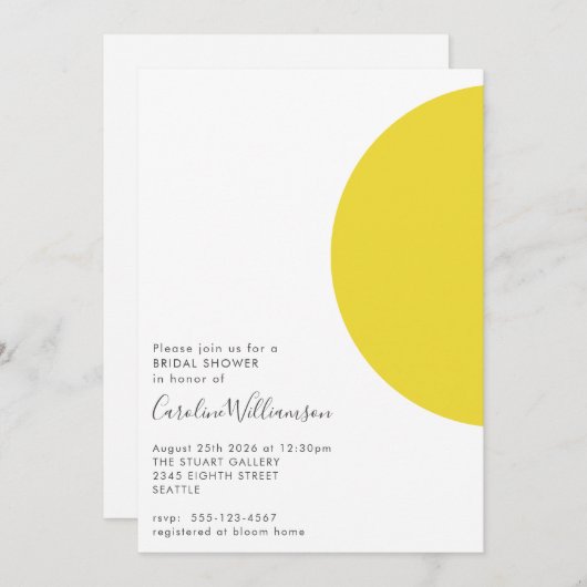 Einfache geometrische Formen Gelbgraues Brautparty Einladung (Vorne/Hinten)