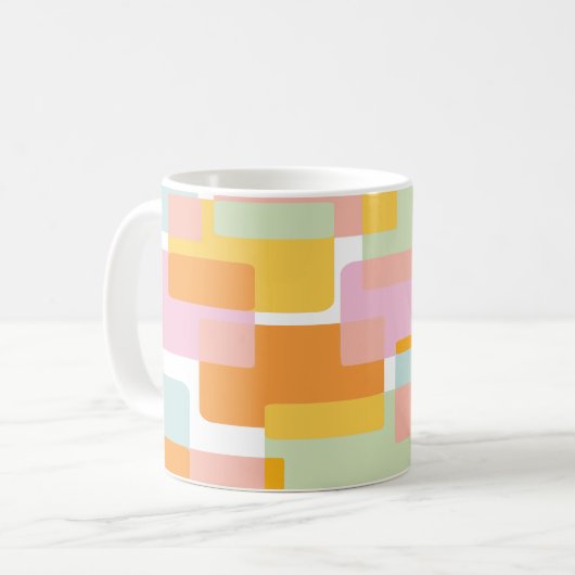 Einfache geometrische Formen in gelben Pastellfarb Kaffeetasse (Vorderseite Links)