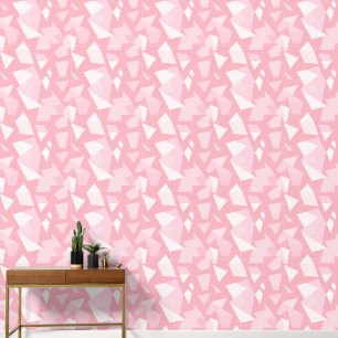 Einfache geometrische Formen in Rosa und Weiß   Tapete