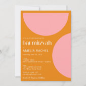 Einfache geometrische Formen Rosa Orange Bat Mitzv Einladung (Vorderseite)