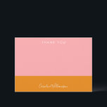 Einfache geometrische Formen Rosa orangefarbenes B Dankeskarte<br><div class="desc">Benutzerdefinierte einfache geometrische Formen Rosa und Orange Modernes Brautparty dank Karte</div>