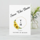 Einfache geometrische goldene Sonnenblume Save The Date (Stehend Vorderseite)