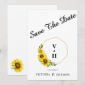 Einfache geometrische goldene Sonnenblume Save The Date (Vorne/Hinten)