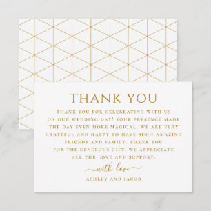 Einfache geometrische Hochzeit. Elegant modern sau Dankeskarte
