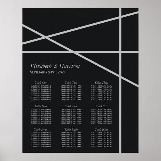 Einfache geometrische Hochzeitstabelle Poster (Vorne)