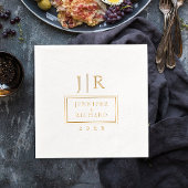 Einfache geometrische Namensinitialen Hochzeitmono Servietten Mit Folie