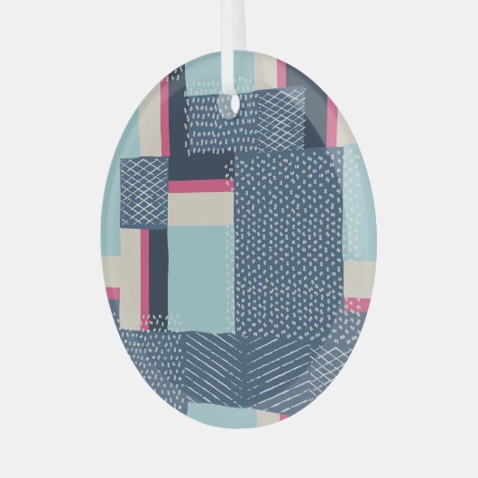 Einfache geometrische Pinselstriche: Farbblock Ornament Aus Glas (Vorderseite links)