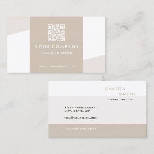 Einfache Geometrische QR Code Cappuccino Visitenkarte (Vorne/Hinten)