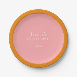 Einfache geometrische rosa orangefarbene individue pappteller