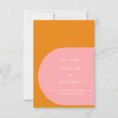Einfache geometrische Rosa und orangefarbene Typog Save The Date (Vorderseite)