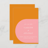 Einfache geometrische Rosa und orangefarbene Typog Save The Date (Vorne/Hinten)
