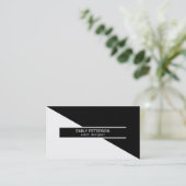 Einfache geometrische Schwarz-Weiß-Gestaltung Visitenkarte (Stehend Vorderseite)