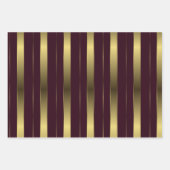 Einfache geometrische Streifen aus Gold und Burgun Geschenkpapier Set (Vorderseite 3)