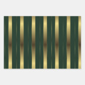 Einfache geometrische Streifen aus Gold und Grün Geschenkpapier Set (Vorderseite)