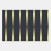 Einfache geometrische Streifen aus Gold und Navy Geschenkpapier Set (Vorderseite)