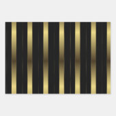 Einfache geometrische Streifen aus Gold und Schwar Geschenkpapier Set (Vorderseite 2)