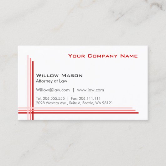 Einfache Gerahmte, Berufliche Visitenkarte (Vorderseite)