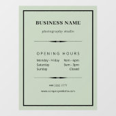 Einfache Geschäftsbüros - Grüne Öffnungszeiten Fensteraufkleber (Blatt)