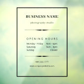 Einfache Geschäftsbüros Schwarz mit Öffnungszeiten Fensteraufkleber (Blatt 3)