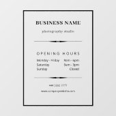 Einfache Geschäftsbüros Schwarz mit Öffnungszeiten Fensteraufkleber (Blatt)