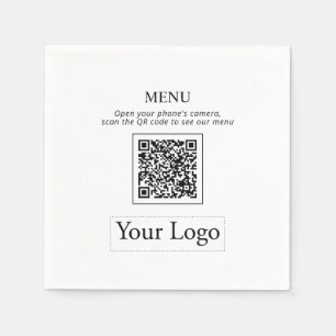 Einfache Geschäftslogo & QR-Code-Menüservietten Serviette