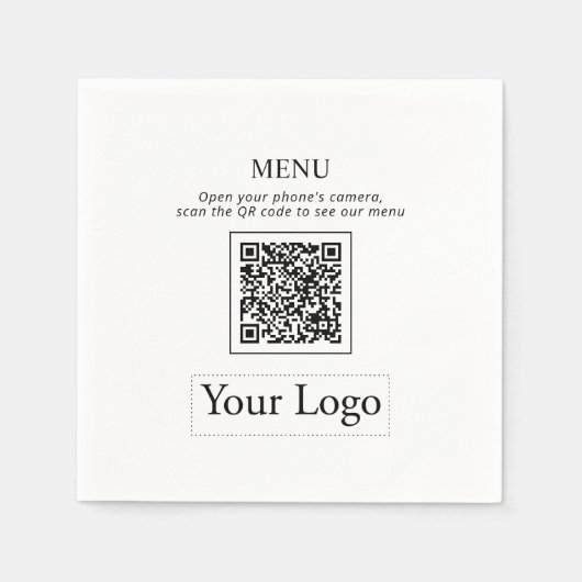Einfache Geschäftslogo & QR-Code-Menüservietten Serviette (Vorderseite)