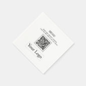 Einfache Geschäftslogo & QR-Code-Menüservietten Serviette (Ecke)