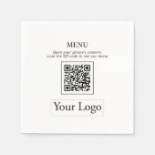 Einfache Geschäftslogos und QR-Code-Menü Napkins Serviette (Vorderseite)