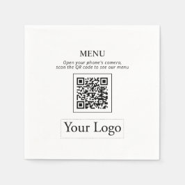 Einfache Geschäftslogos und QR-Code-Menü Napkins Serviette