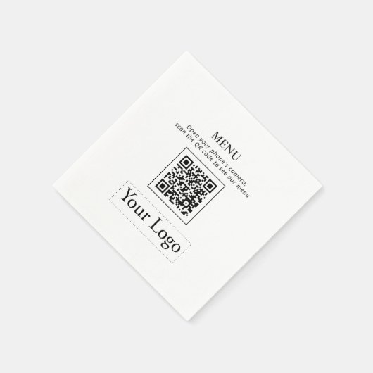 Einfache Geschäftslogos und QR-Code-Menü Napkins Serviette (Ecke)