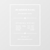 Einfache Geschäftszeiten Fensteraufkleber (Blatt)