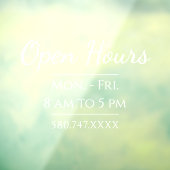 Einfache Geschäftszeiten und Telefonnummern Fensteraufkleber (Blatt 3)
