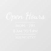 Einfache Geschäftszeiten und Telefonnummern Fensteraufkleber (Blatt)