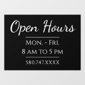 Einfache Geschäftszeiten und Telefonnummern Fensteraufkleber (Blatt)