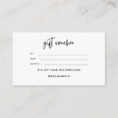 Einfache Geschenkgutscheine für Schwarz und Weiß Begleitkarte (Rückseite)