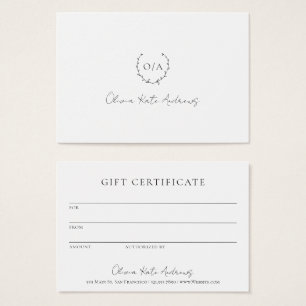Einfache Geschenkgutschrift für Monogramm