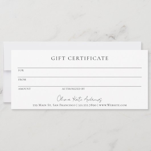 Einfache Geschenkgutschrift für Monogramm (Rückseite)