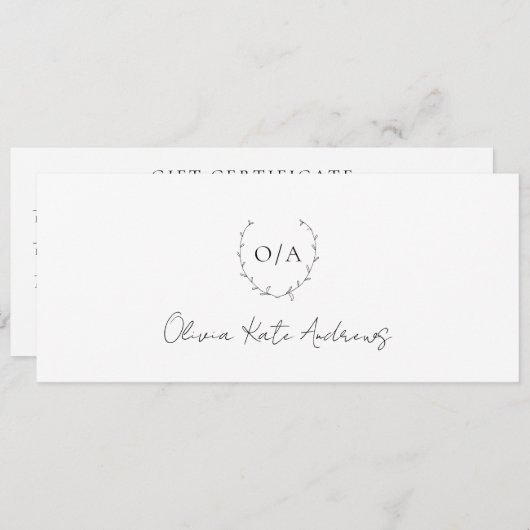 Einfache Geschenkgutschrift für Monogramm (Vorne/Hinten)