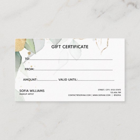 Einfache Geschenkkarte für moderne Grünpflanzen Visitenkarte (Rückseite)