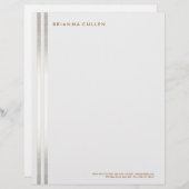 Einfache gestreifte IMITATE Silver Elegant 2 Briefbogen (Vorne/Hinten)