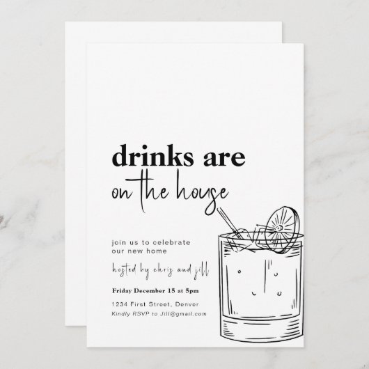 Einfache Getränke sind auf der Party Einladung des (Vorne/Hinten)