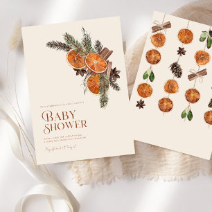 Einfache getrocknete Orange-Zimt-Winter-Baby-Party Einladung