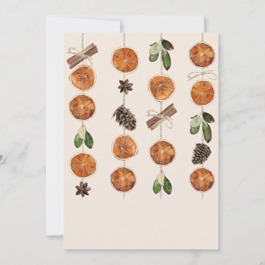 Einfache getrocknete Orangenscheiben und Zimt Baby Einladung (Rückseite)