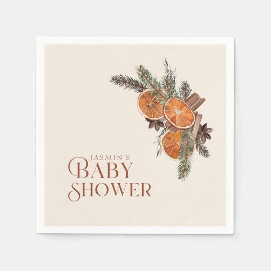Einfache getrocknete Orangenscheiben und Zimt Baby Serviette (Vorderseite)