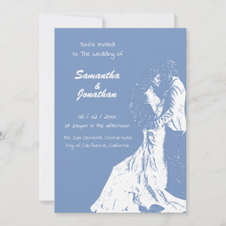 Einfache gezeichnete Hochzeitskuppel Blue Einladung