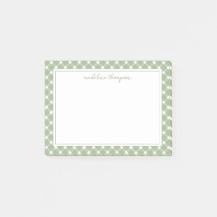 Einfache Gingham-Salbei-Grüne Umrandung Post-it Klebezettel