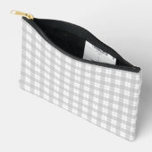 Einfache Gingham Style Light Grau Kariert Zubehörtasche (Offen)