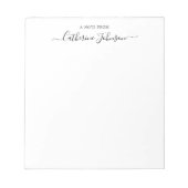 Einfache Giralskriptkalligraphie A Note from Black Notizblock (Vorderseite)